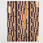 Brown yellow and pink geometric art print on white background