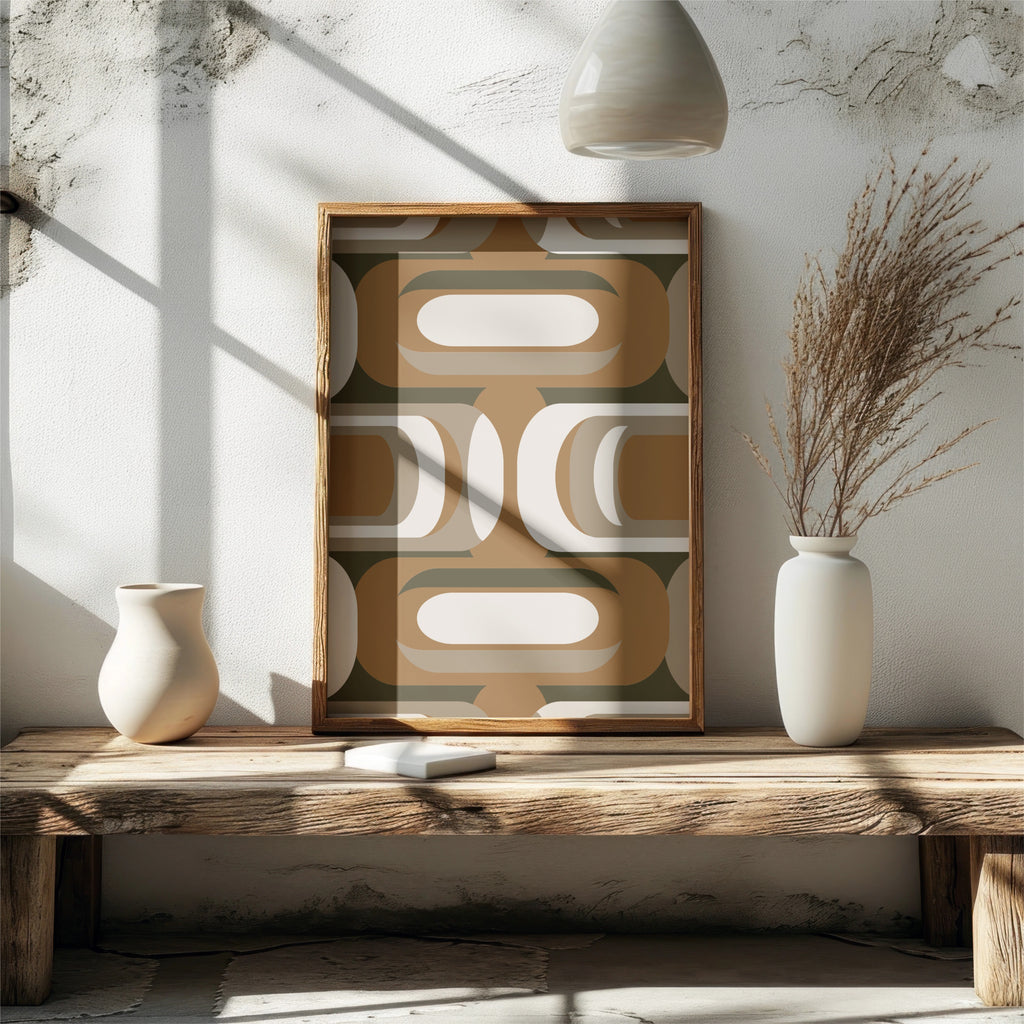 Ovals and Pearls | Art Print in Multi or Brown